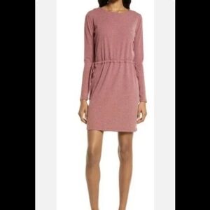 Charles Henry Mauve Ribbed Knit Long Sleeve Adj. Side ties Dress Sz L.